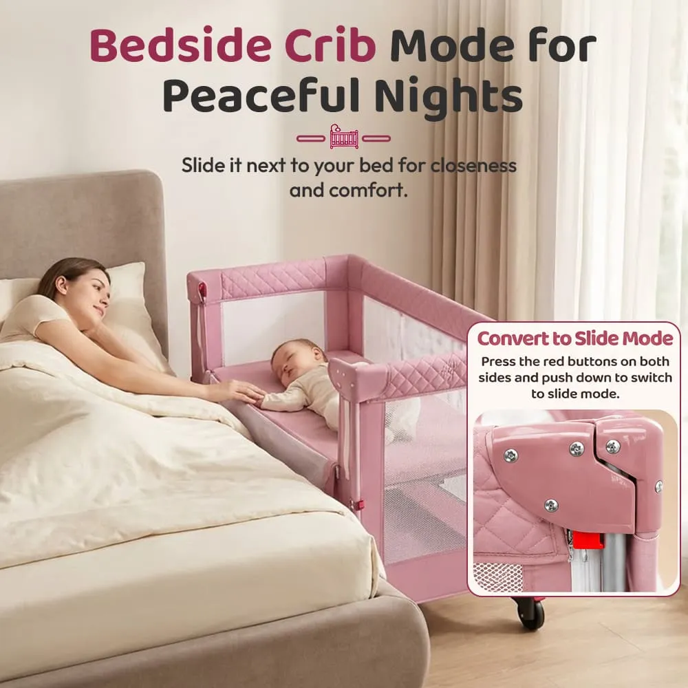 bedside crib Cozycove Baby Crib Light pink