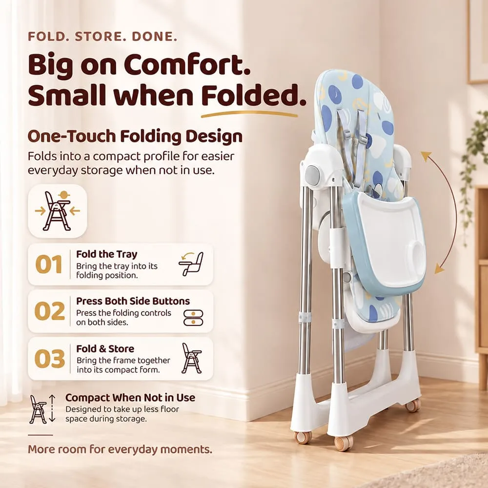 big and comfortable Galaxy high chair blue