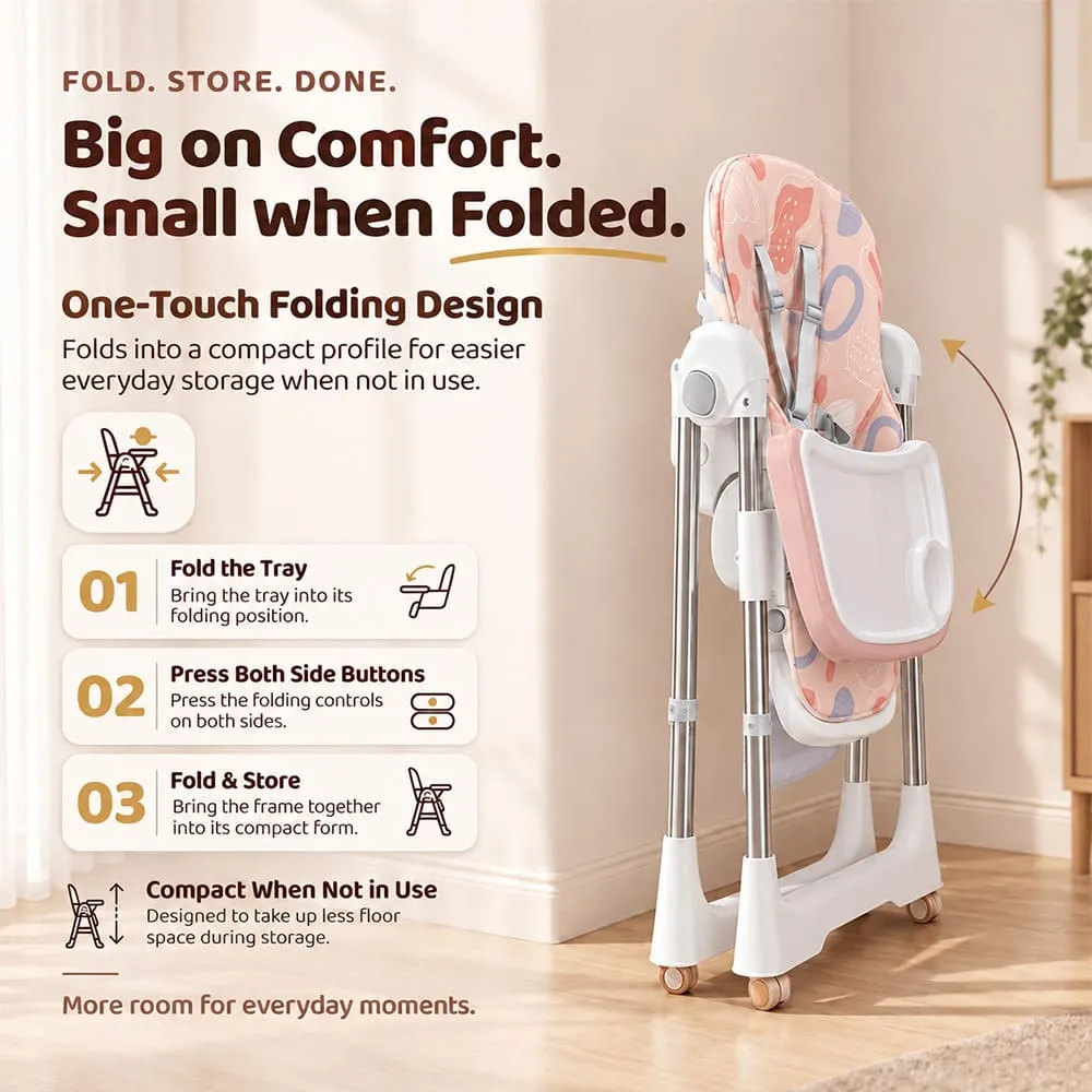 big and comfortable Galaxy high chair pink