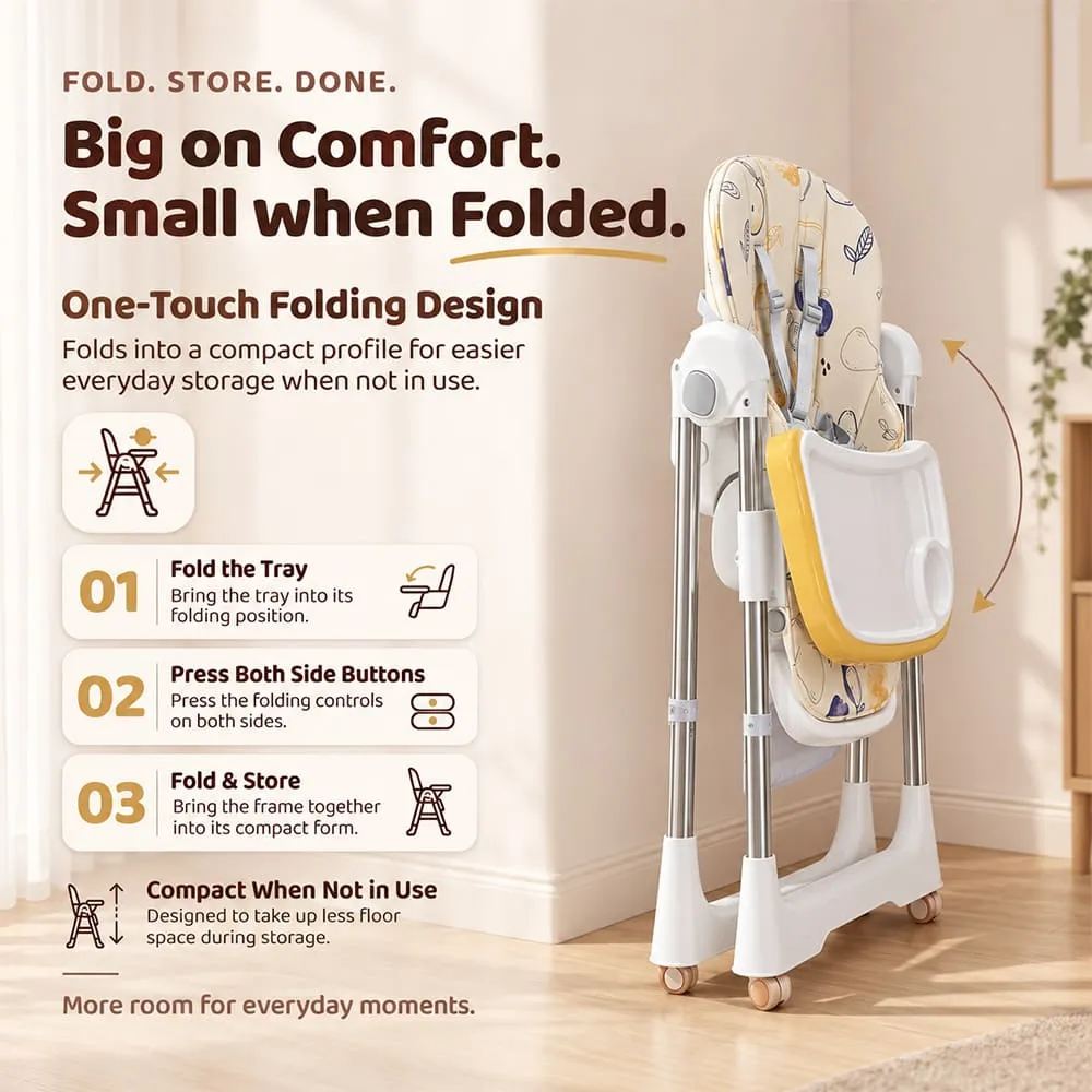 bigger and comfort Galaxy high chair yellow