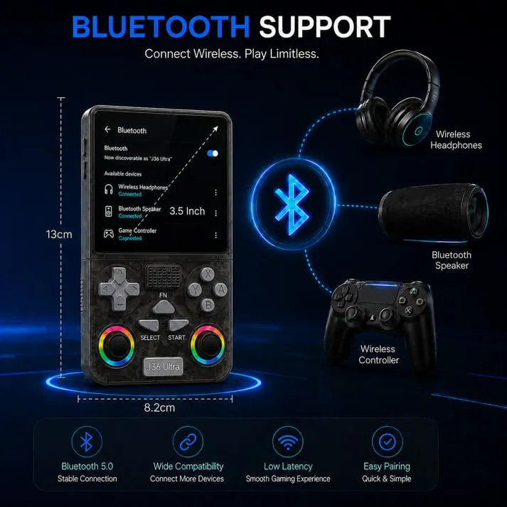 bluetooth support Cubonic Xplore J36 Ultra Handheld Gaming Console