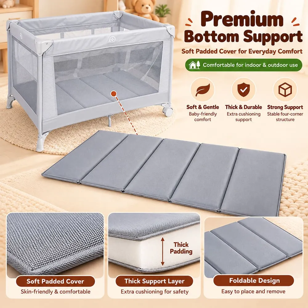 bottom support Baby Playpen Crib grey