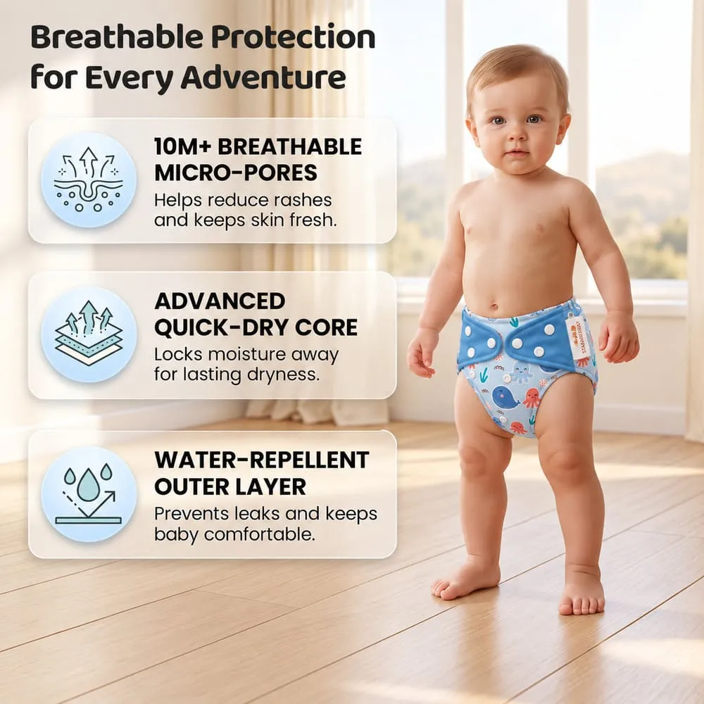 breathable Baby reusable diaper blue