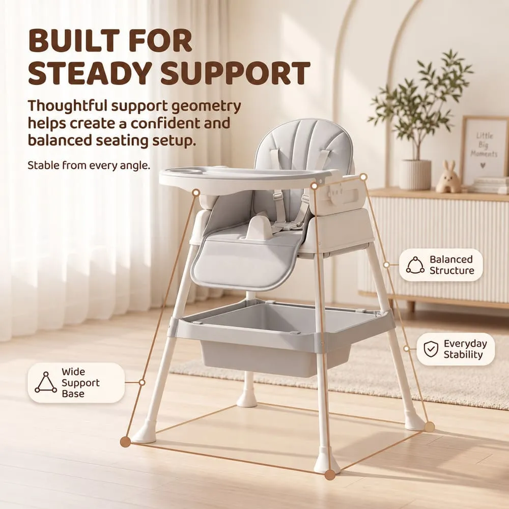 built for steady StarDine Baby High Chair Grey