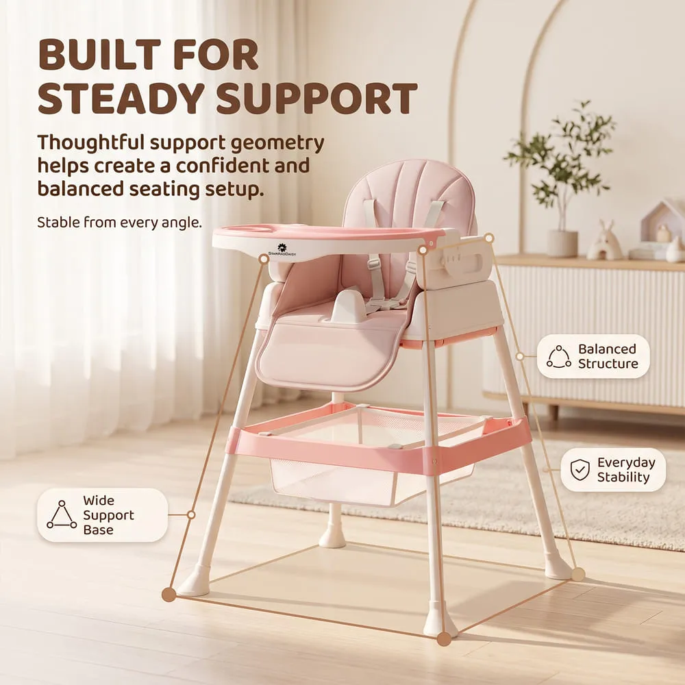 built for support StarDine Baby High Chair Grey