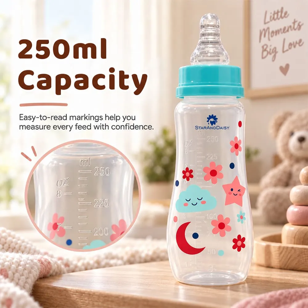 capacity of Plastic feeding bottle slim neck 250ml green