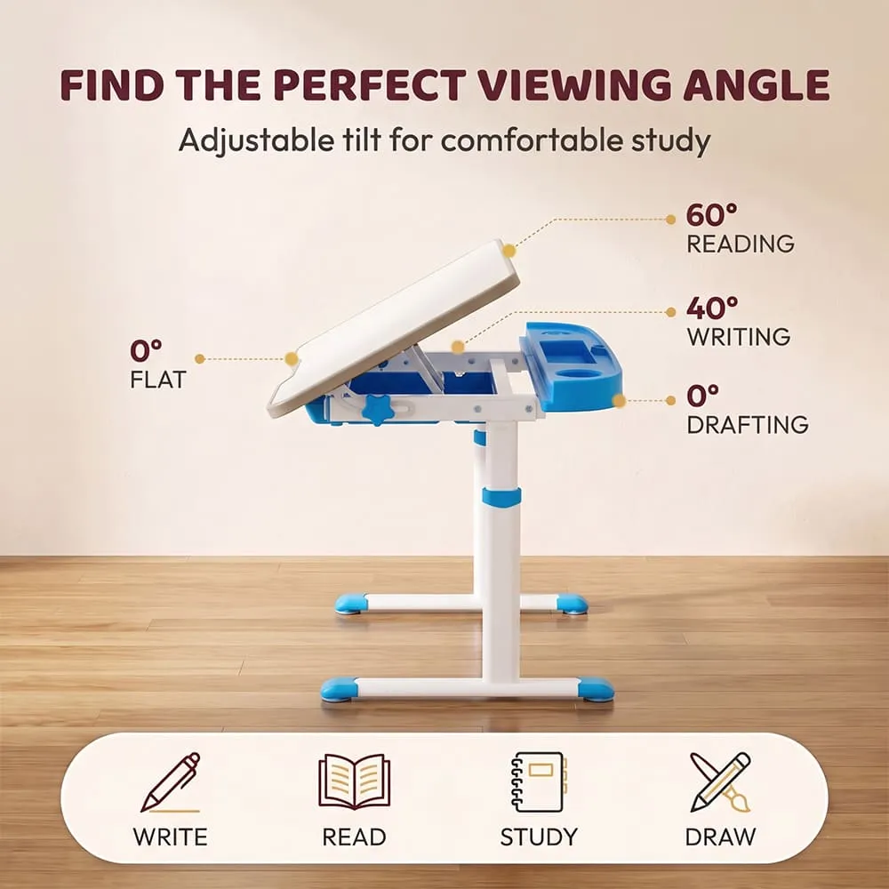 change angle of table multi functional Kids STudy table Blue