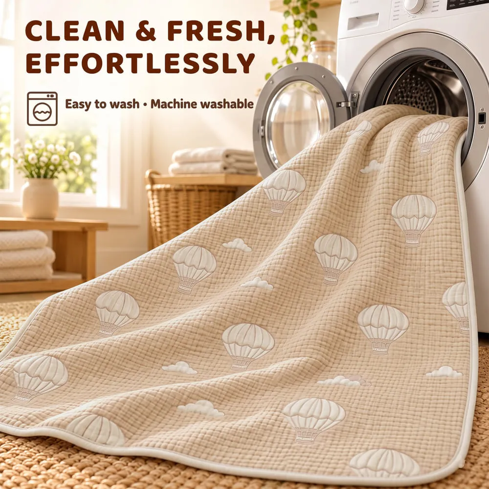 clean fresh Muslin 6 layer blanket beige balloon