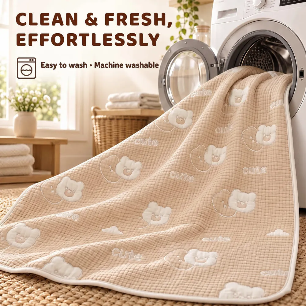 clean fresh Muslin 6 layer blanket beige big teddy