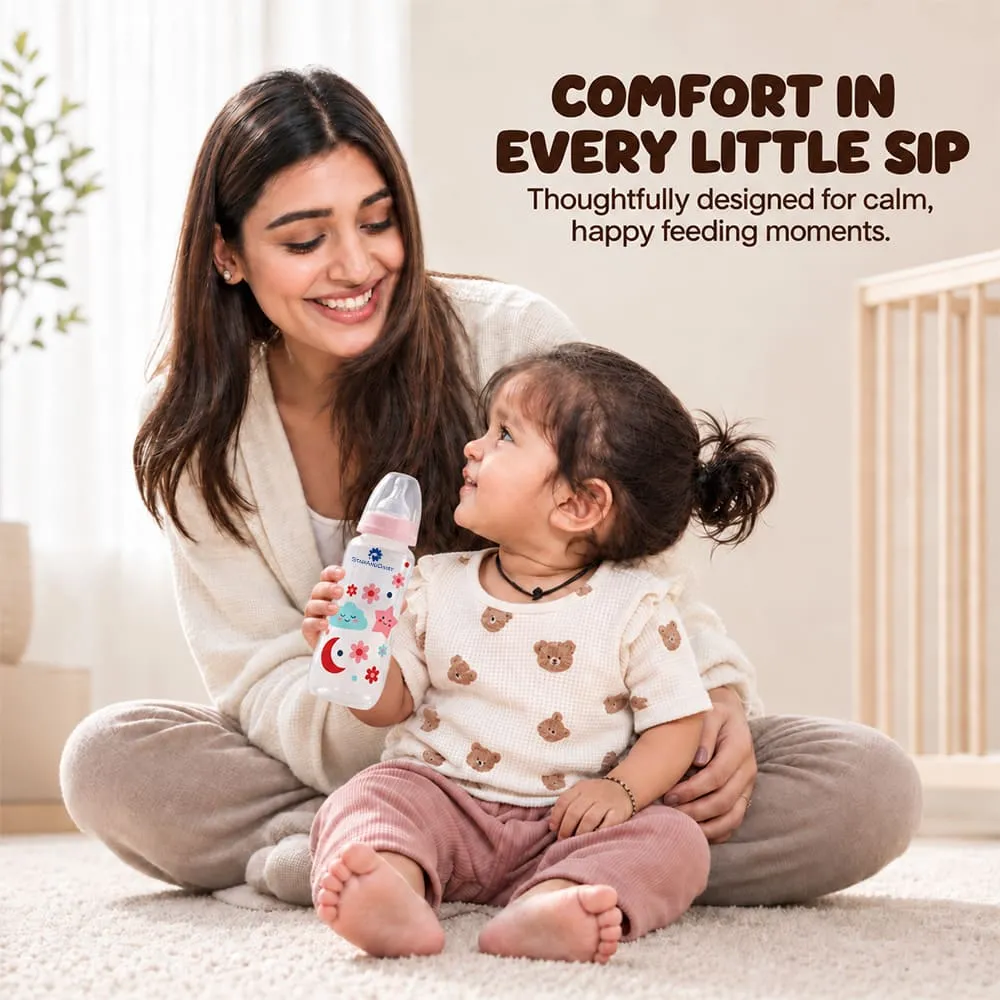 comfort Plastic feeding bottle slim neck 250ml pink