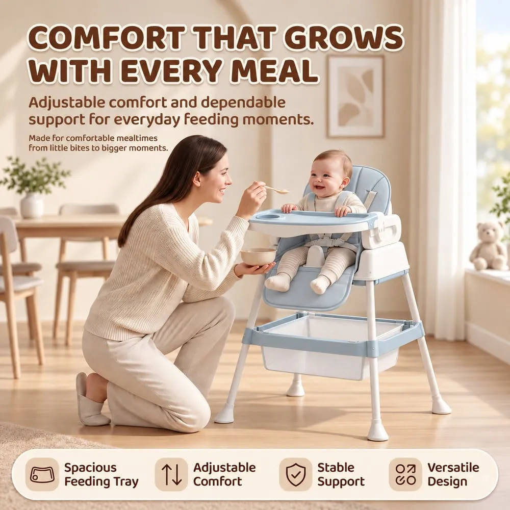 comfort with StarDine Baby High Chair Blue