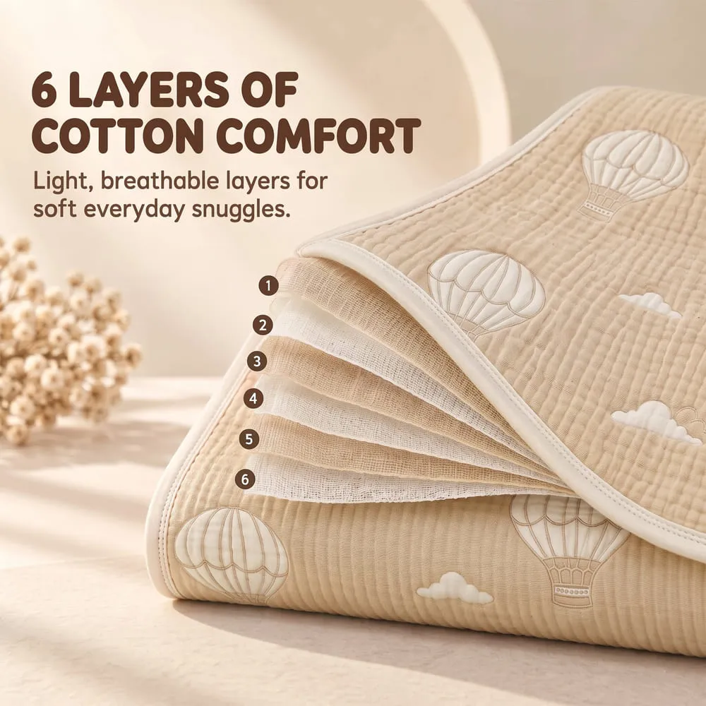 comfortable Muslin 6 layer blanket beige balloon