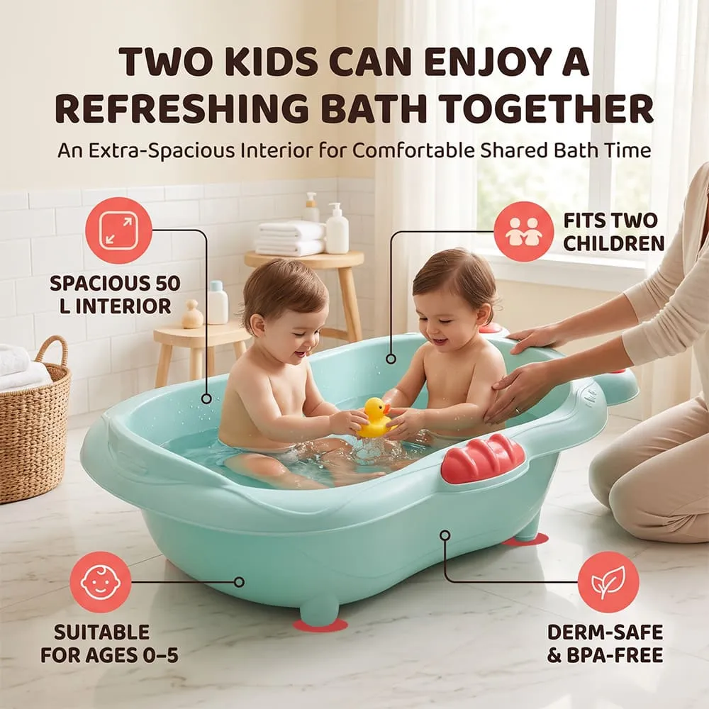 comfortable for 2 babies AquaNest Baby Bath Tub Green pink