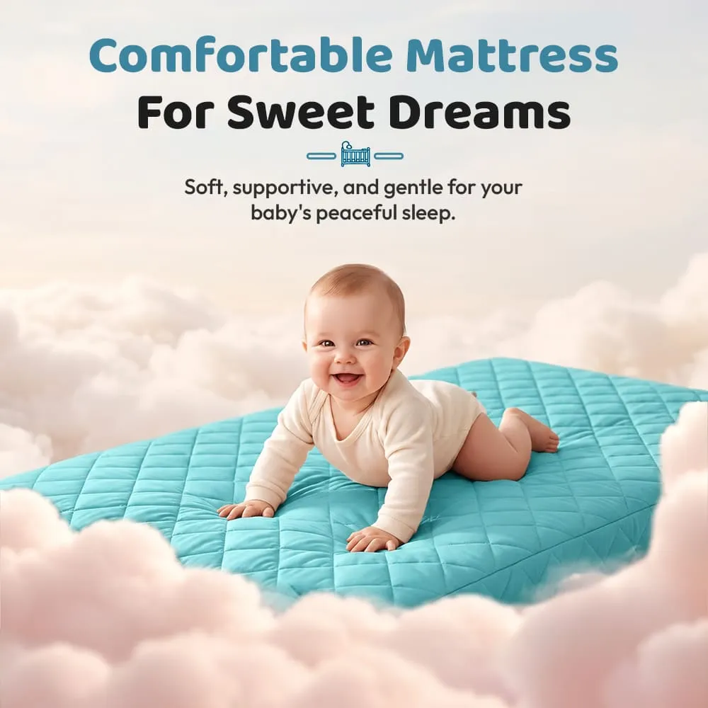 comfortable mattress Cozycove Baby Crib Light green