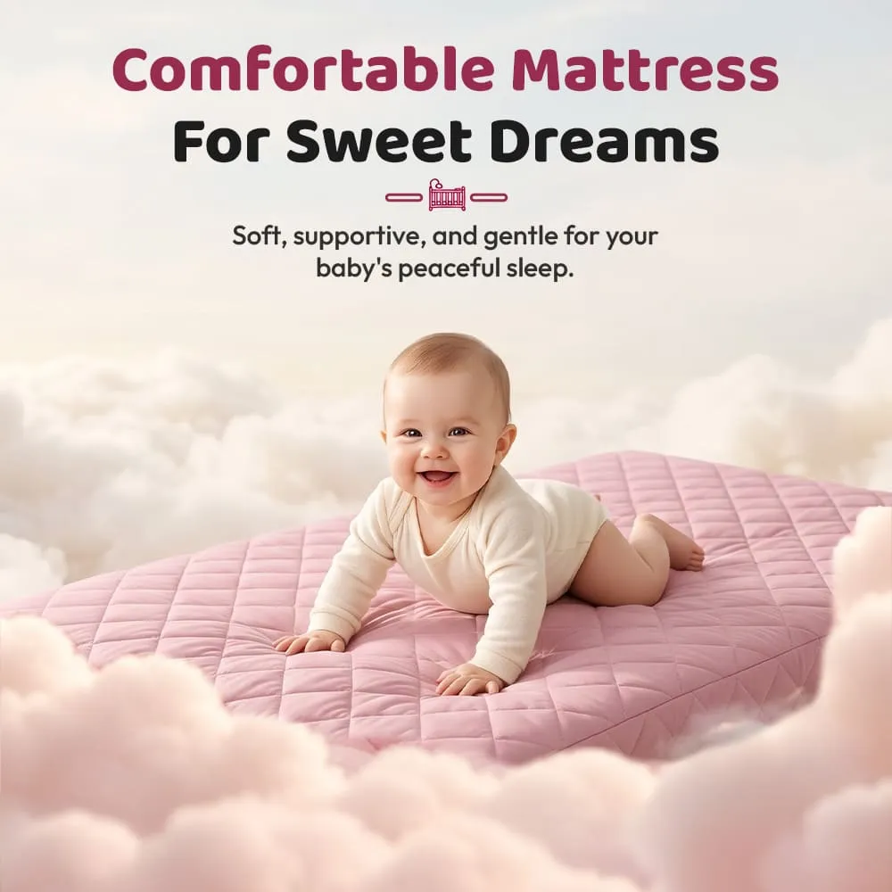 comfortable mattress Cozycove Baby Crib Light pink