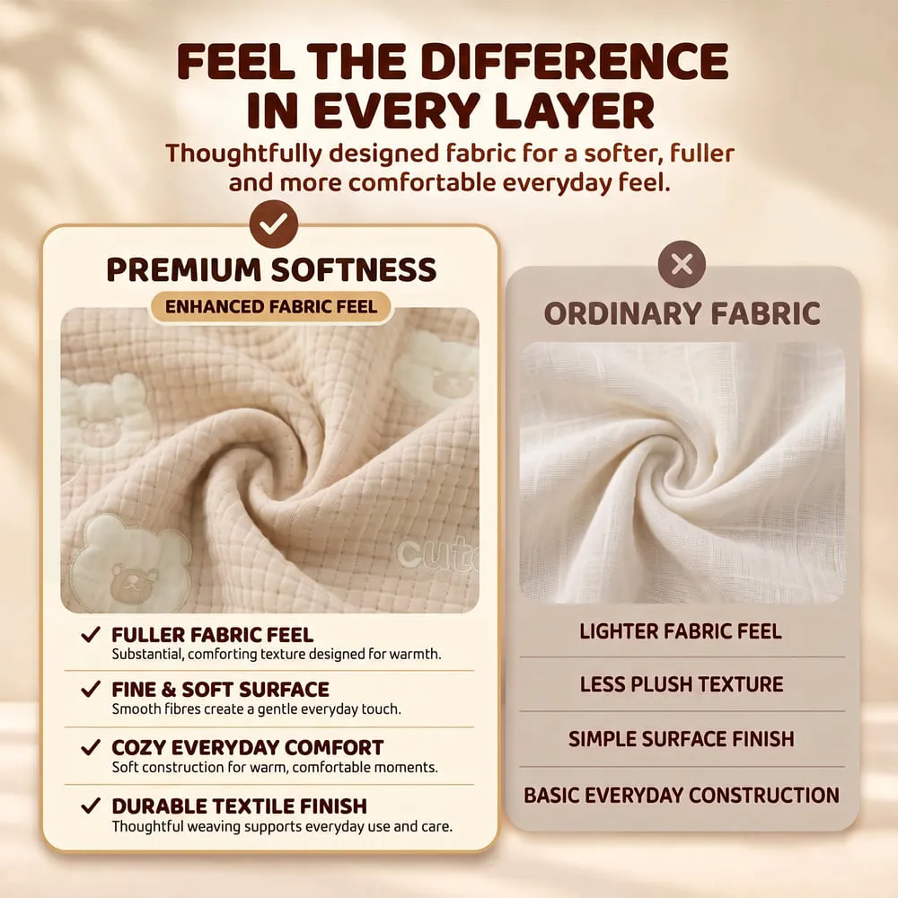 compare Muslin 6 layer blanket beige big teddy