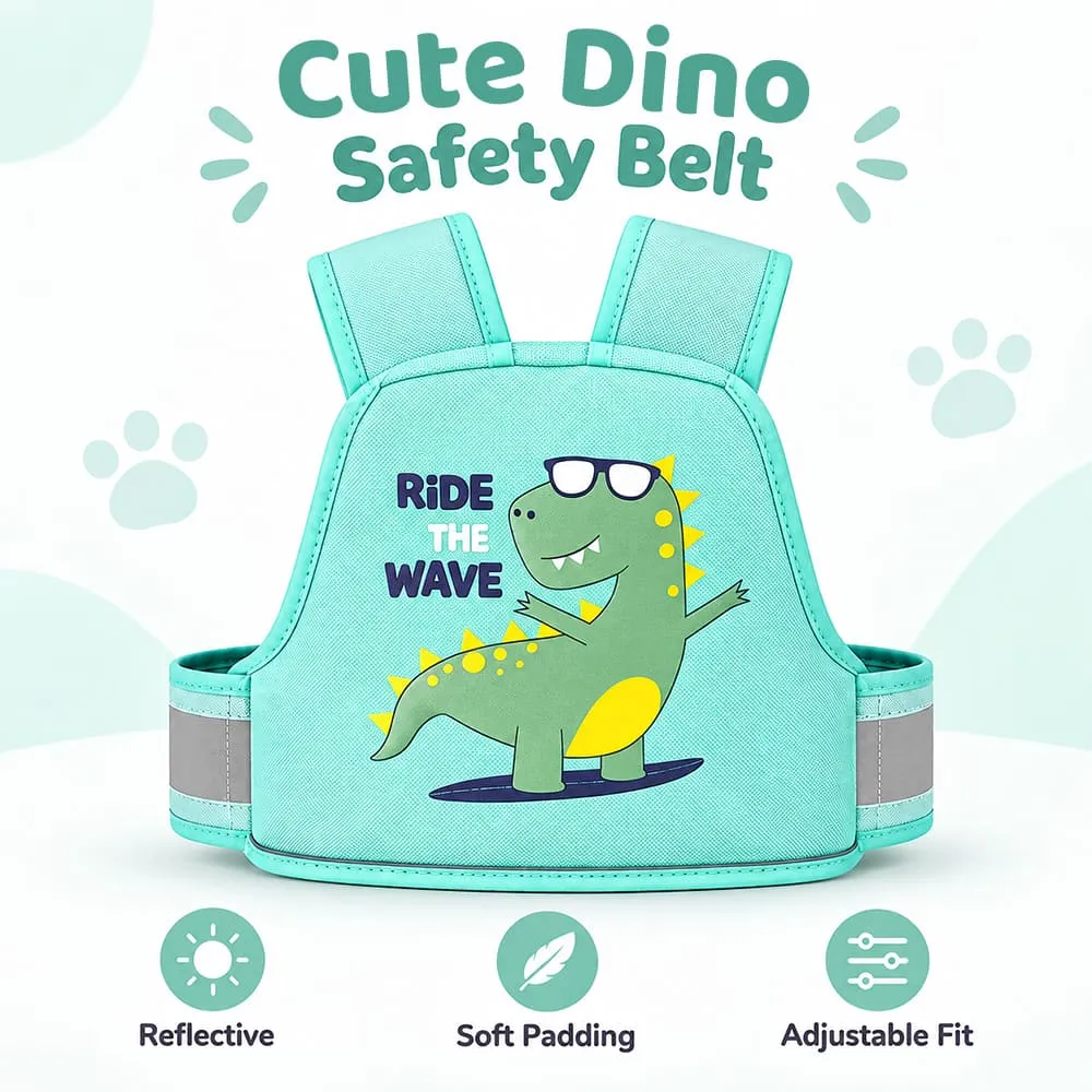cute dino Bike safety belt for kids green Dinosour