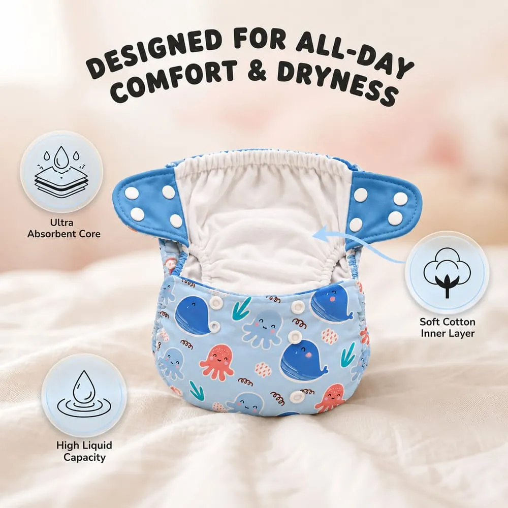 design for all day Baby reusable diaper blue