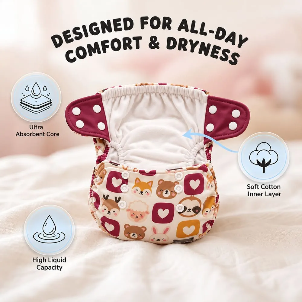 design for all day Baby reusable diaper maroon