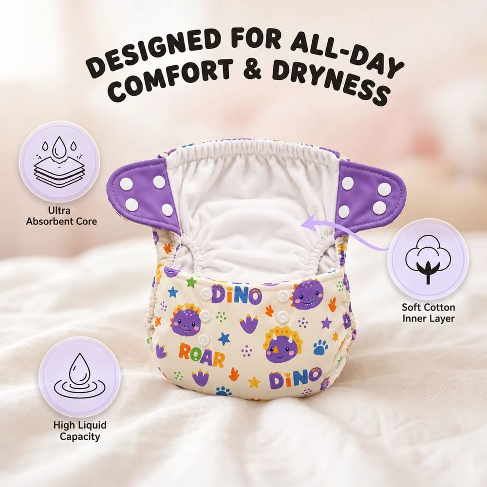 design for all day Baby reusable diaper purple
