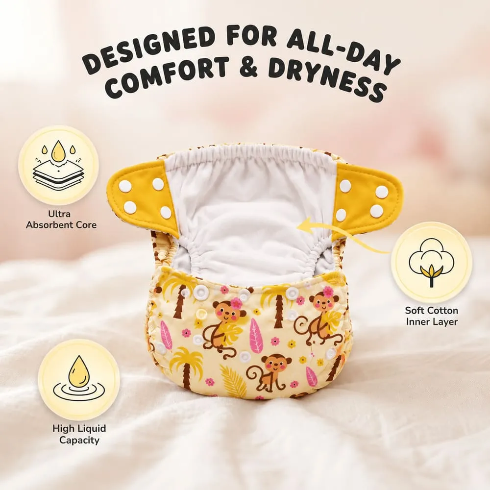 design for all day Baby reusable diaper yellow