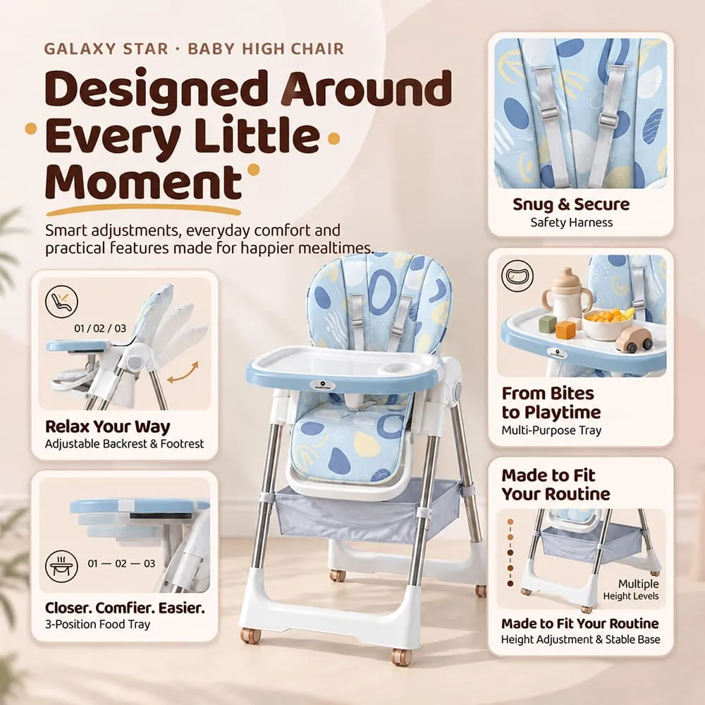 designed around Galaxy high chair blue
