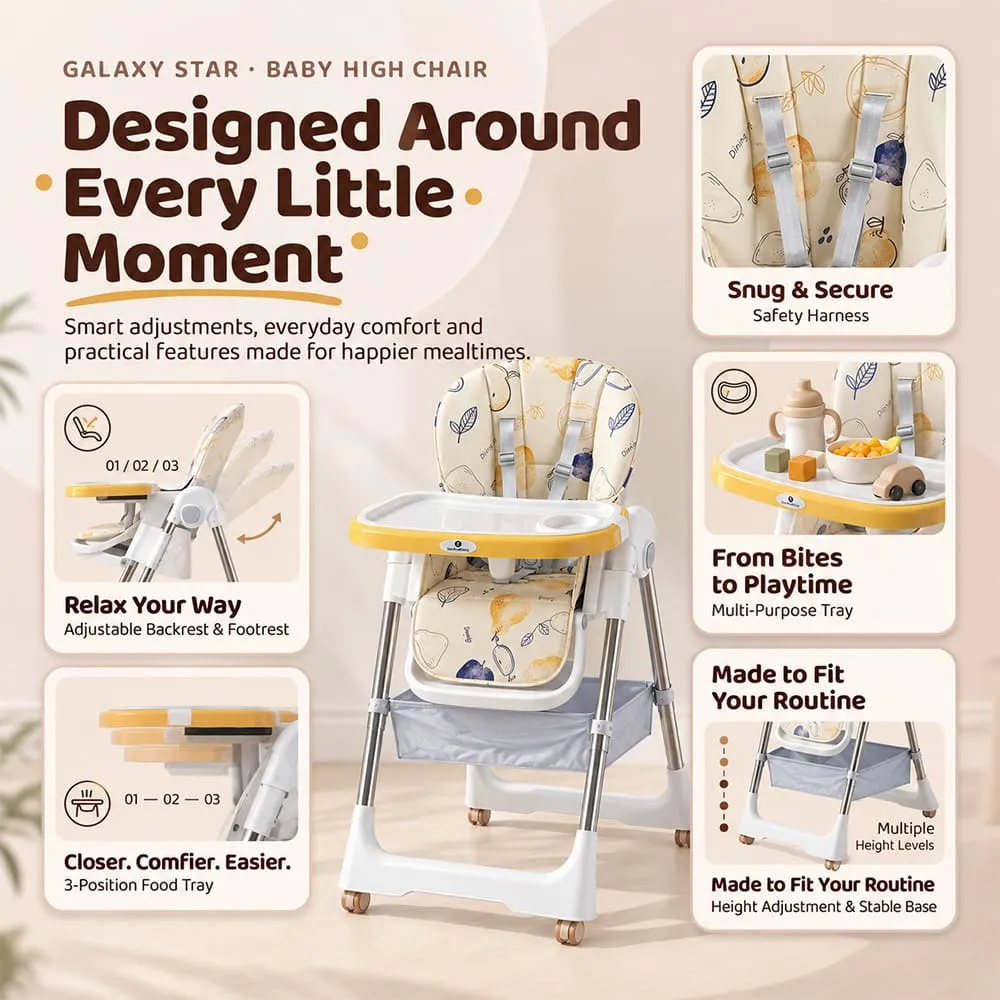 designed for kids Galaxy high chair yellow