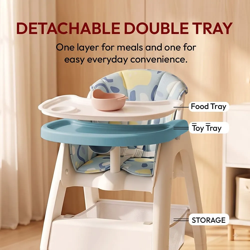 detachable double tray Tiny Dine High Chair Blue