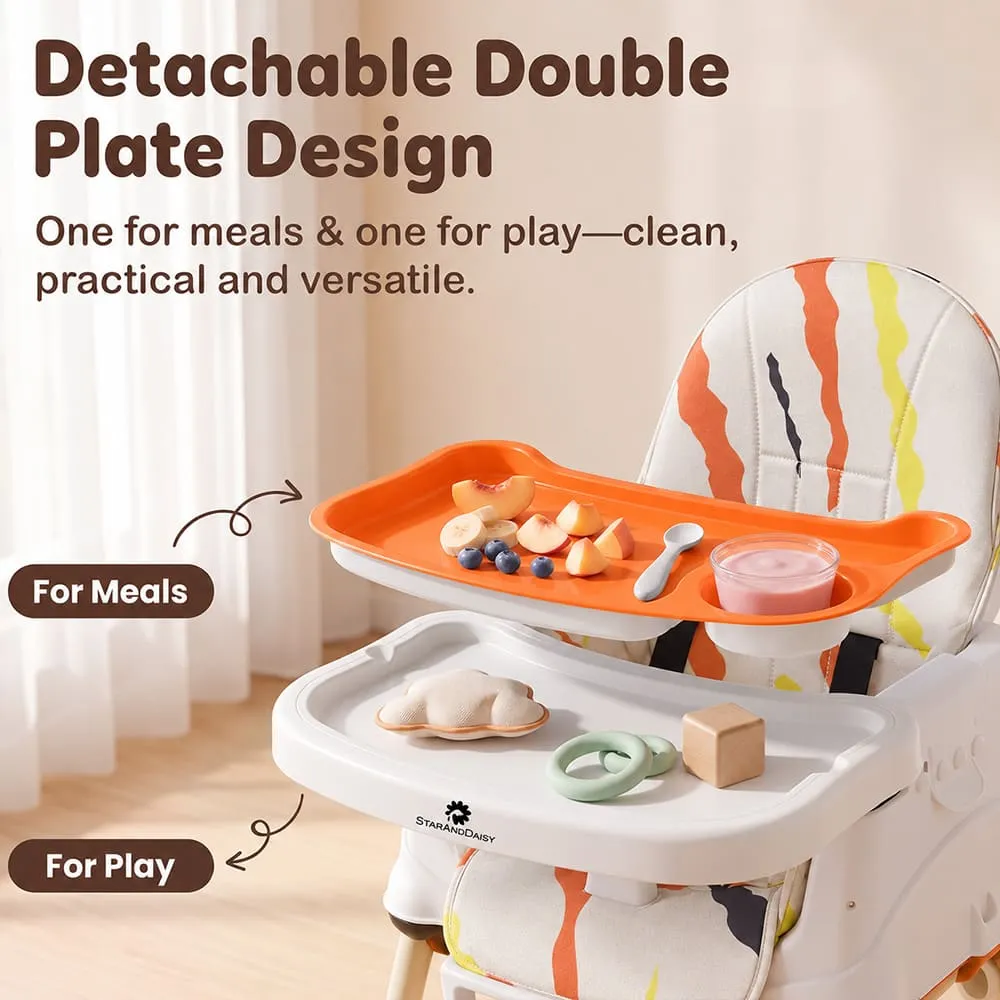 detacheable double plate 4 in 1 High Chair printed orange