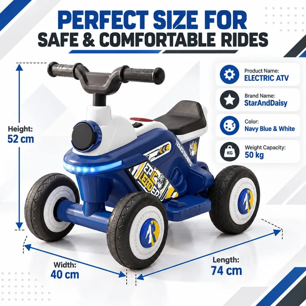 details and dimension Electric ATV Kids Ride-on Bike blue