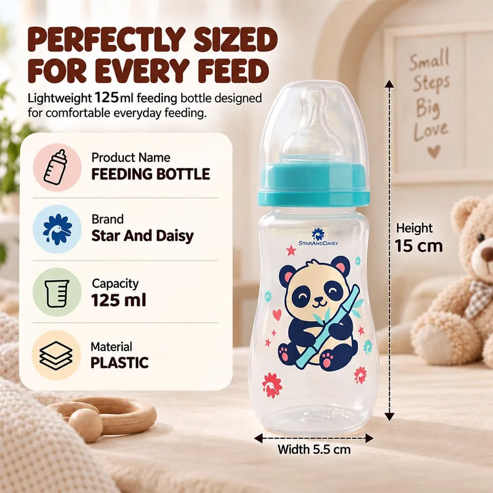 details and dimension of 125ml feeding bottle blue