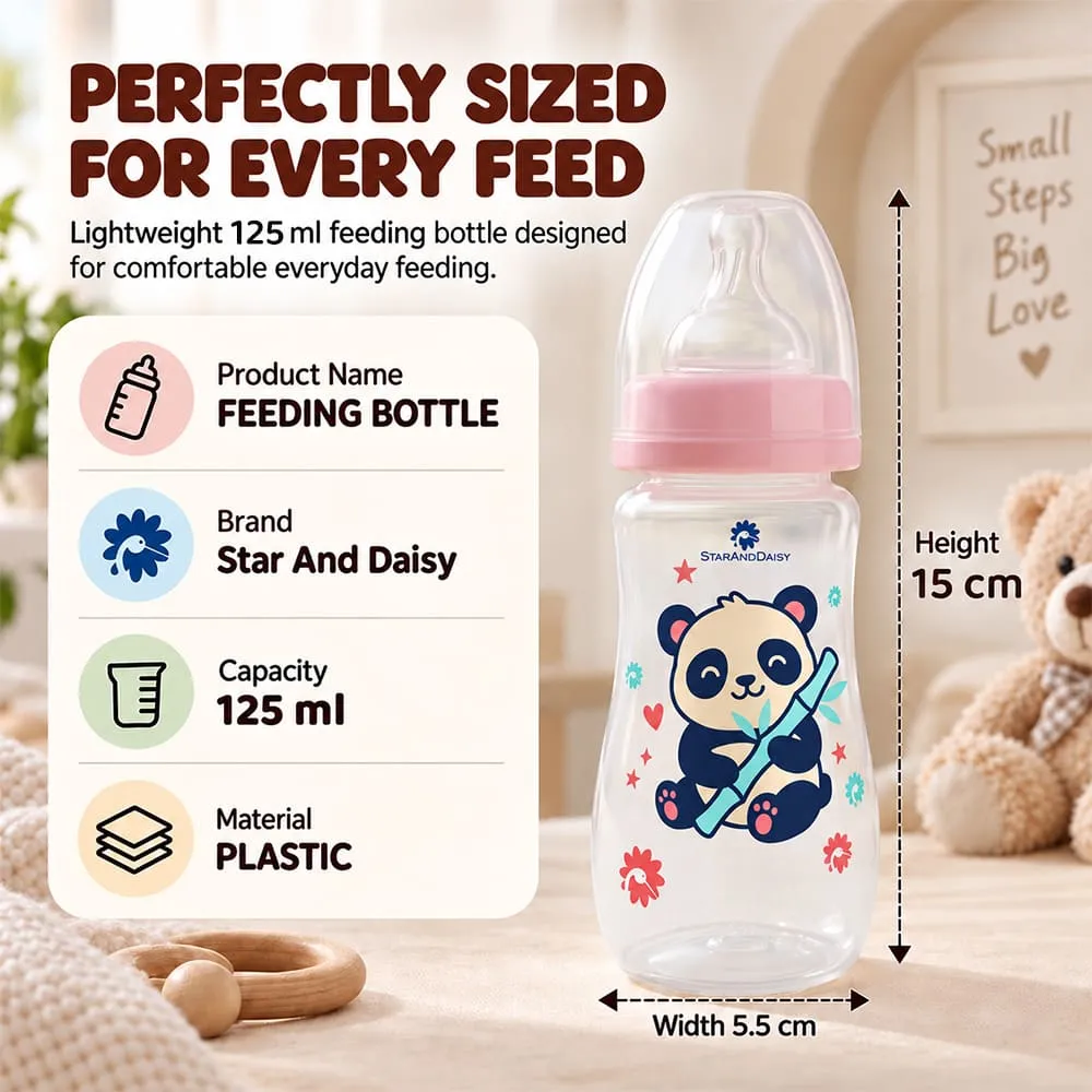 details and dimension of 125ml feeding bottle pink