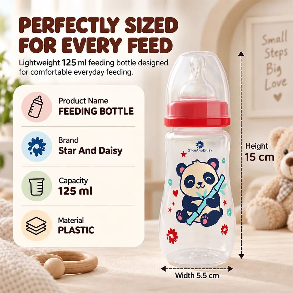 details and dimension of 125ml feeding bottle red