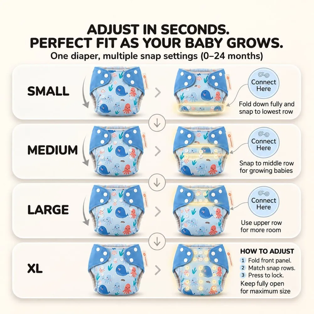 details and dimension of Baby reusable diaper blue
