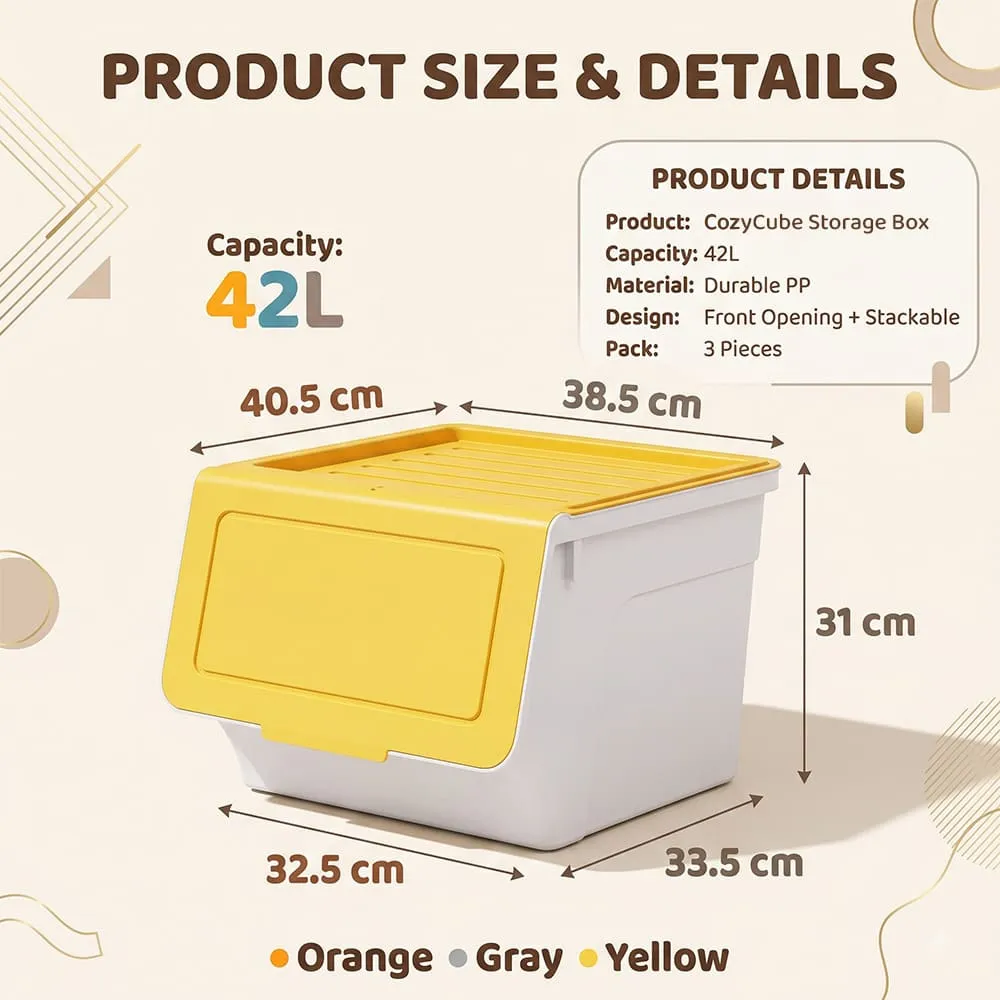 details and dimension of CozyCube Multilevel Storage Box