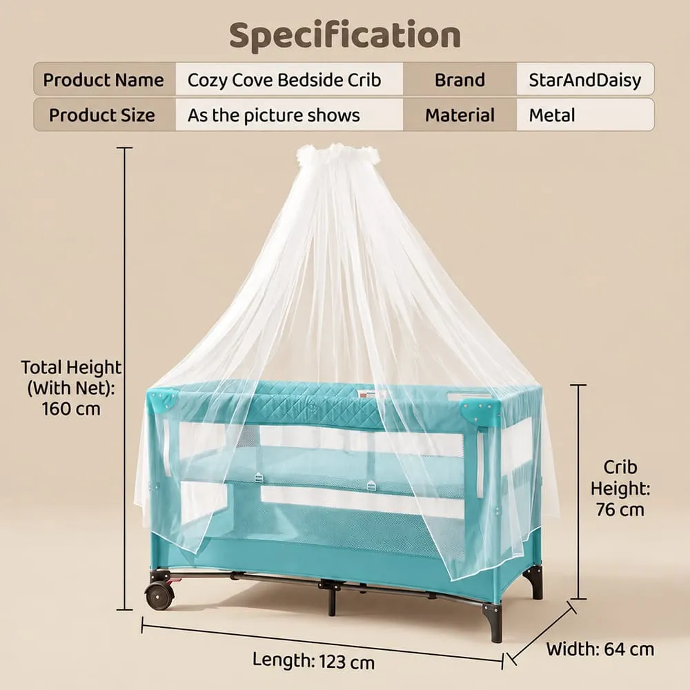 details and dimension of Cozycove Baby Crib Light green
