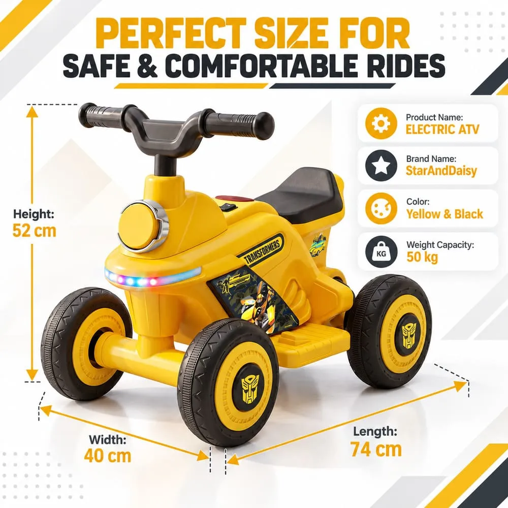 details and dimension of Electric ATV Kids Ride-on Bike yellow