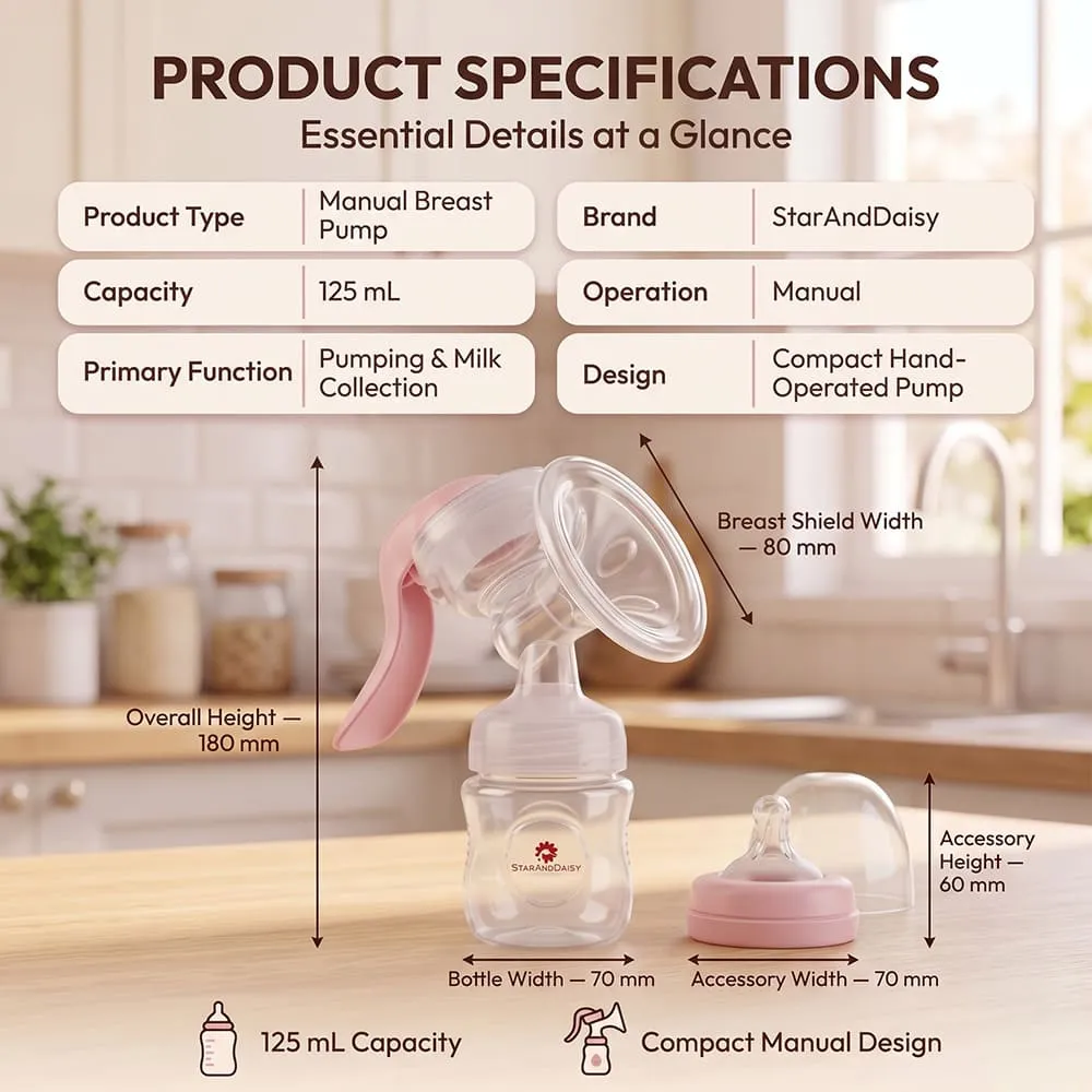 details and dimension of Manual breastpump pink