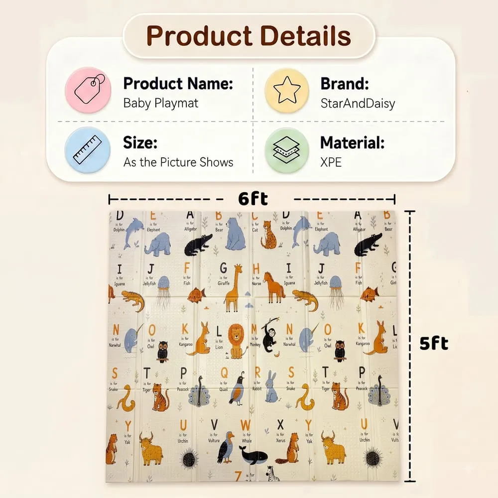 details and dimension of New 6mm panda print baby playmat