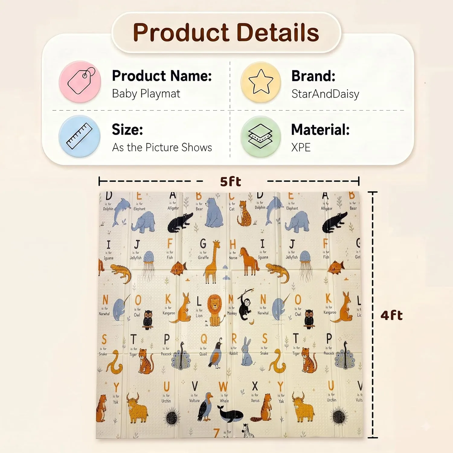 details and dimension of playmat