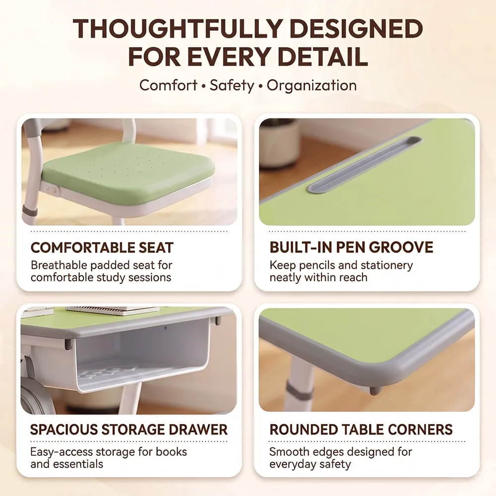 details of Smart Kids Study table light green