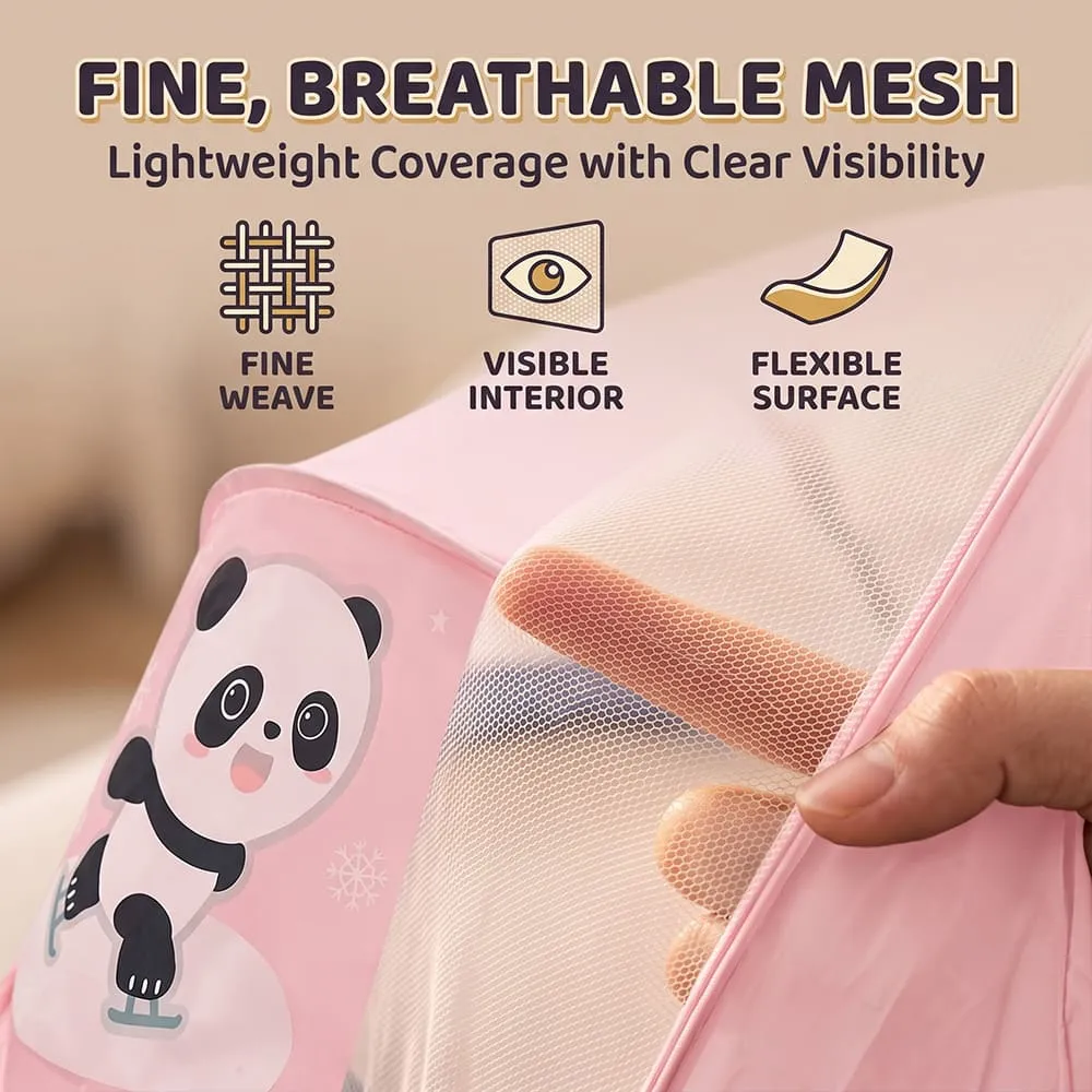 dine breatheable baby mosquito net foldable canopy style pink