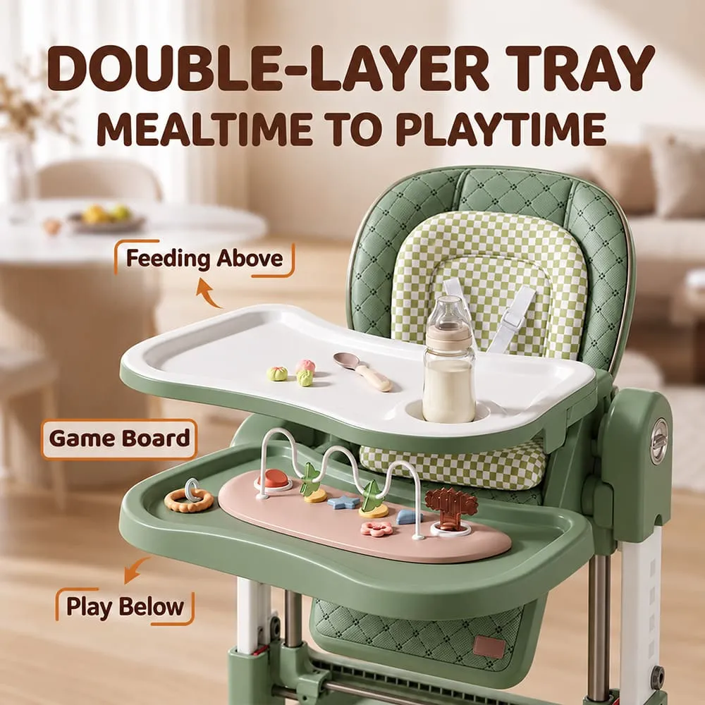double layer tray Tinytrek 3 in 1 Modular Baby High Chair Green