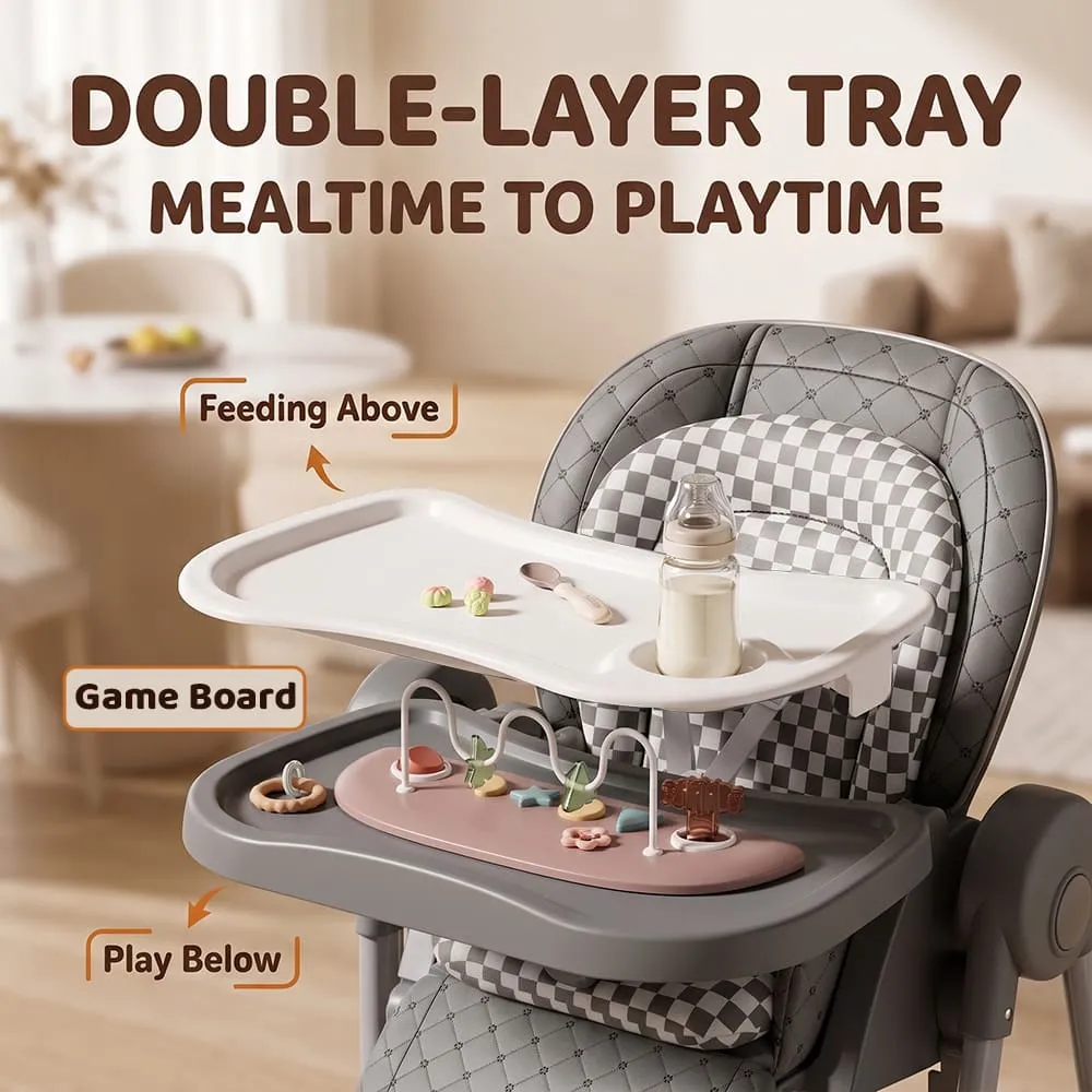 double layer tray Tinytrek 3 in 1 Modular Baby High Chair Grey