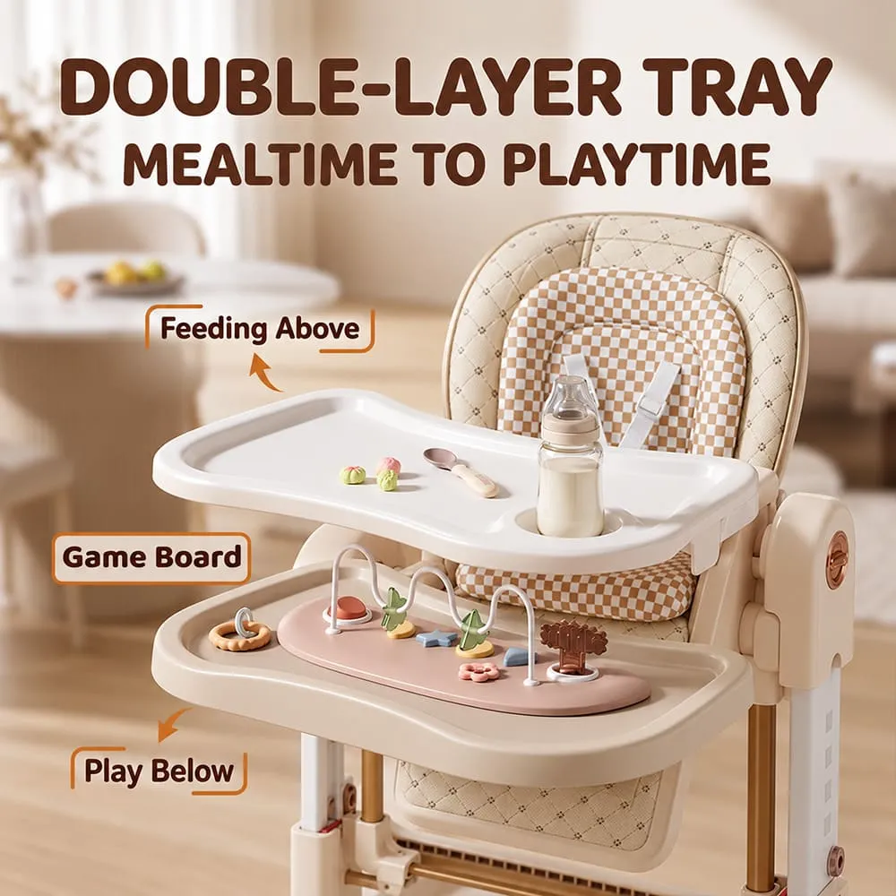 double layer tray Tinytrek 3 in 1 Modular Baby High Chair Khaki