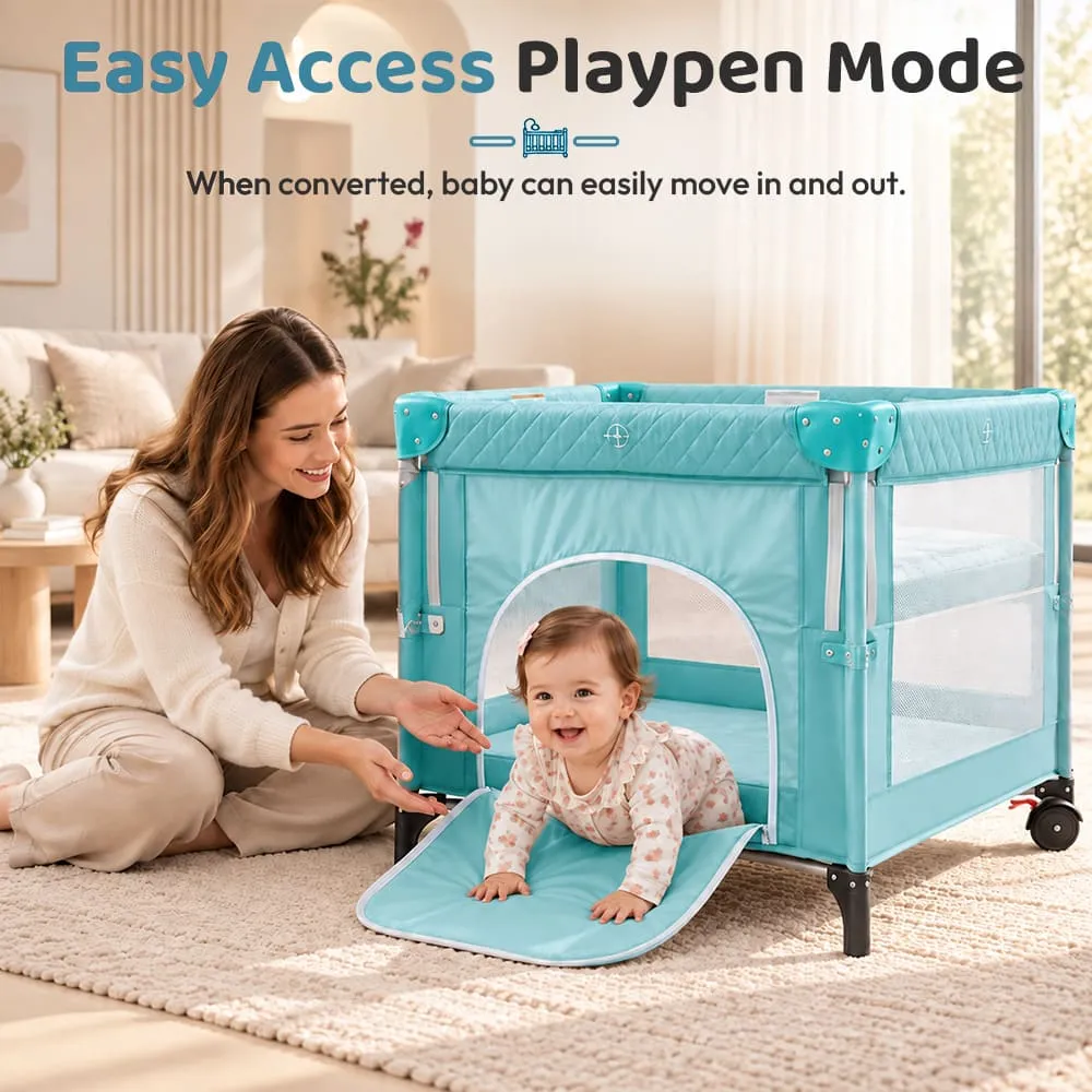 easy access Cozycove Baby Crib Light green