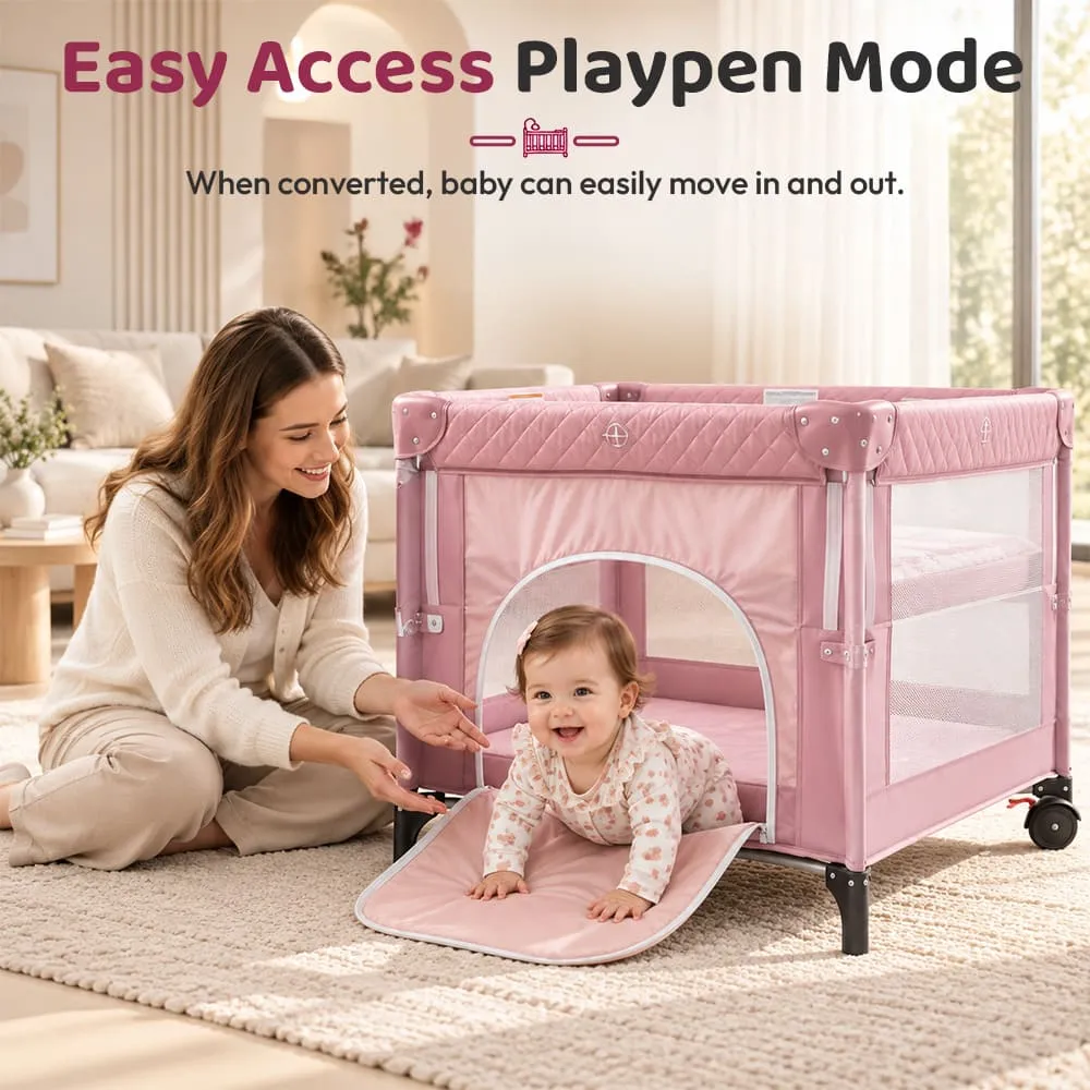 easy access Cozycove Baby Crib Light pink