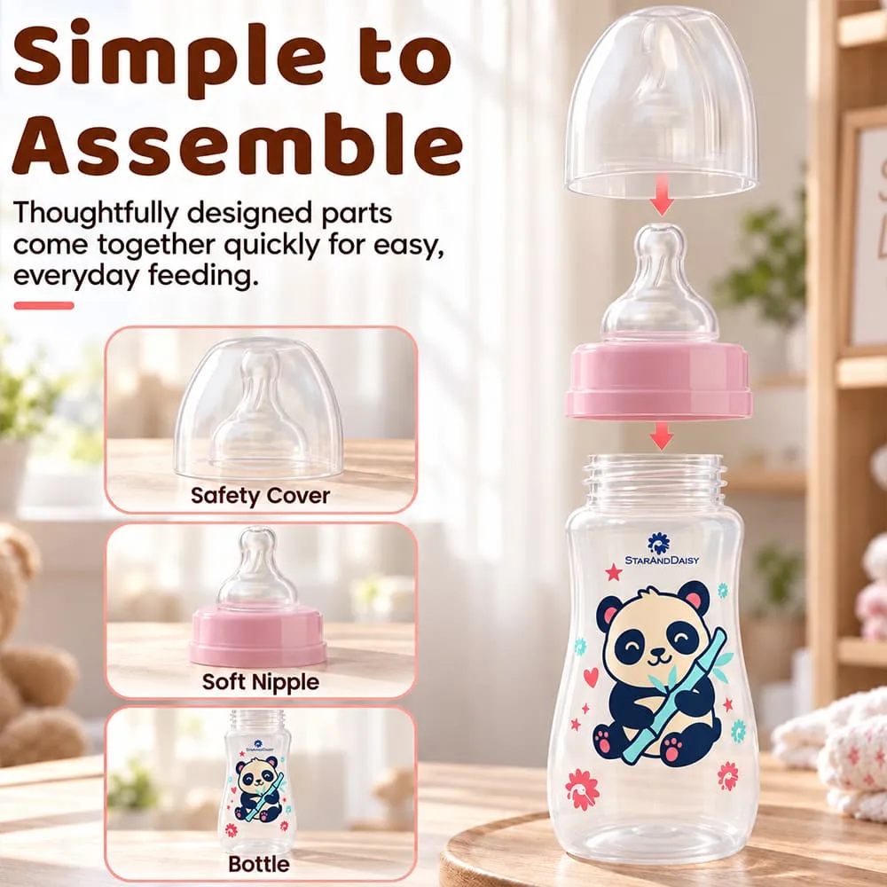 easy assemble 125ml feeding bottle pink