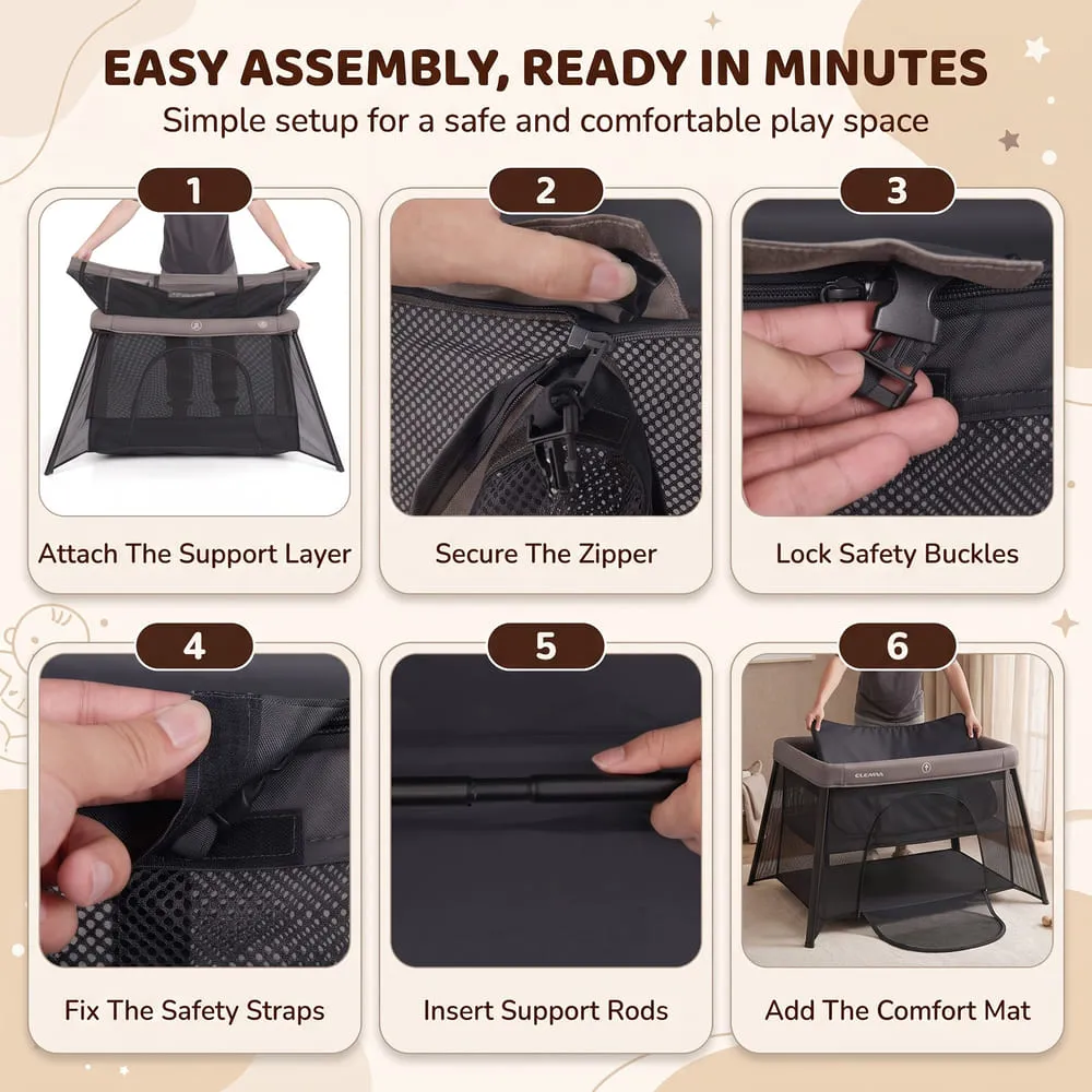 easy assemble 3-in-1 Baby Travel Bed Black
