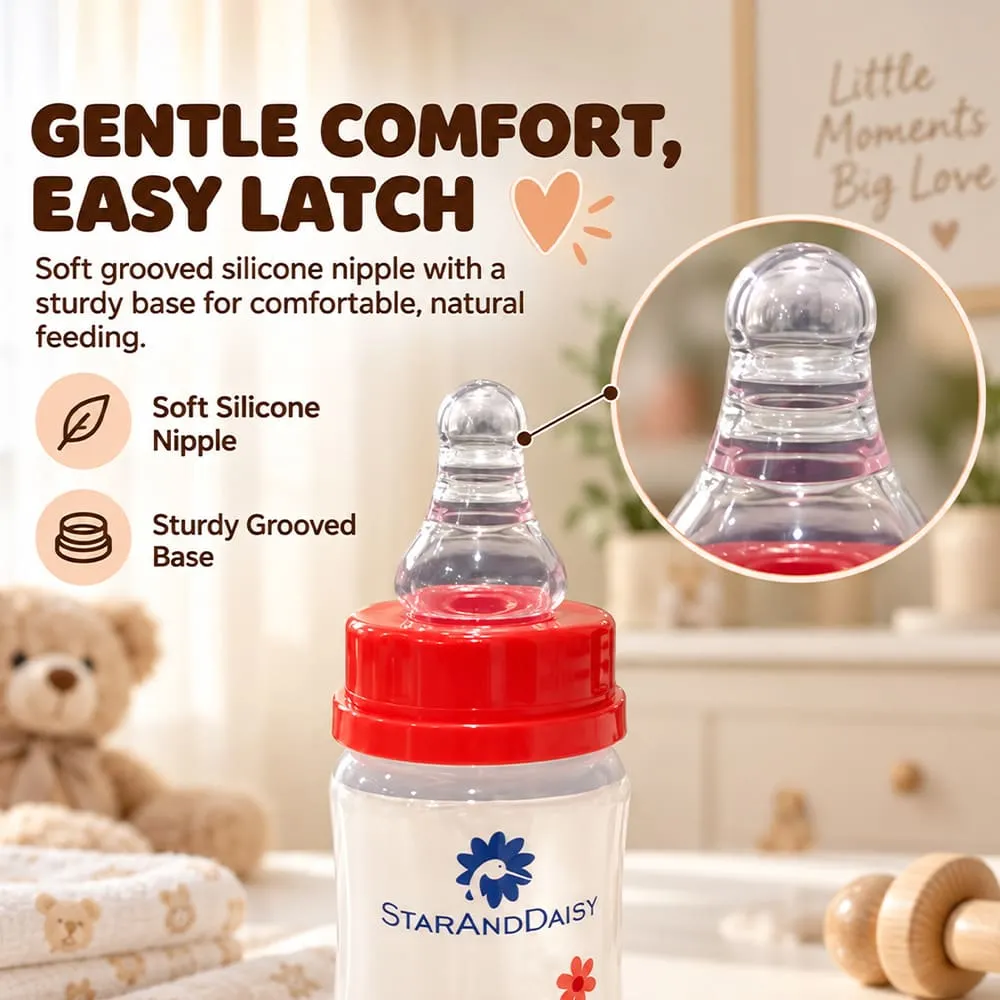 easy latch Plastic feeding bottle slim neck 250ml red